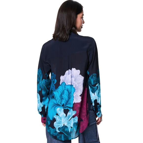 *NWT The Kit Annie Button Up Shirt Tunic Size 2X Floral Oversized Viscose Satin - Picture 2 of 10